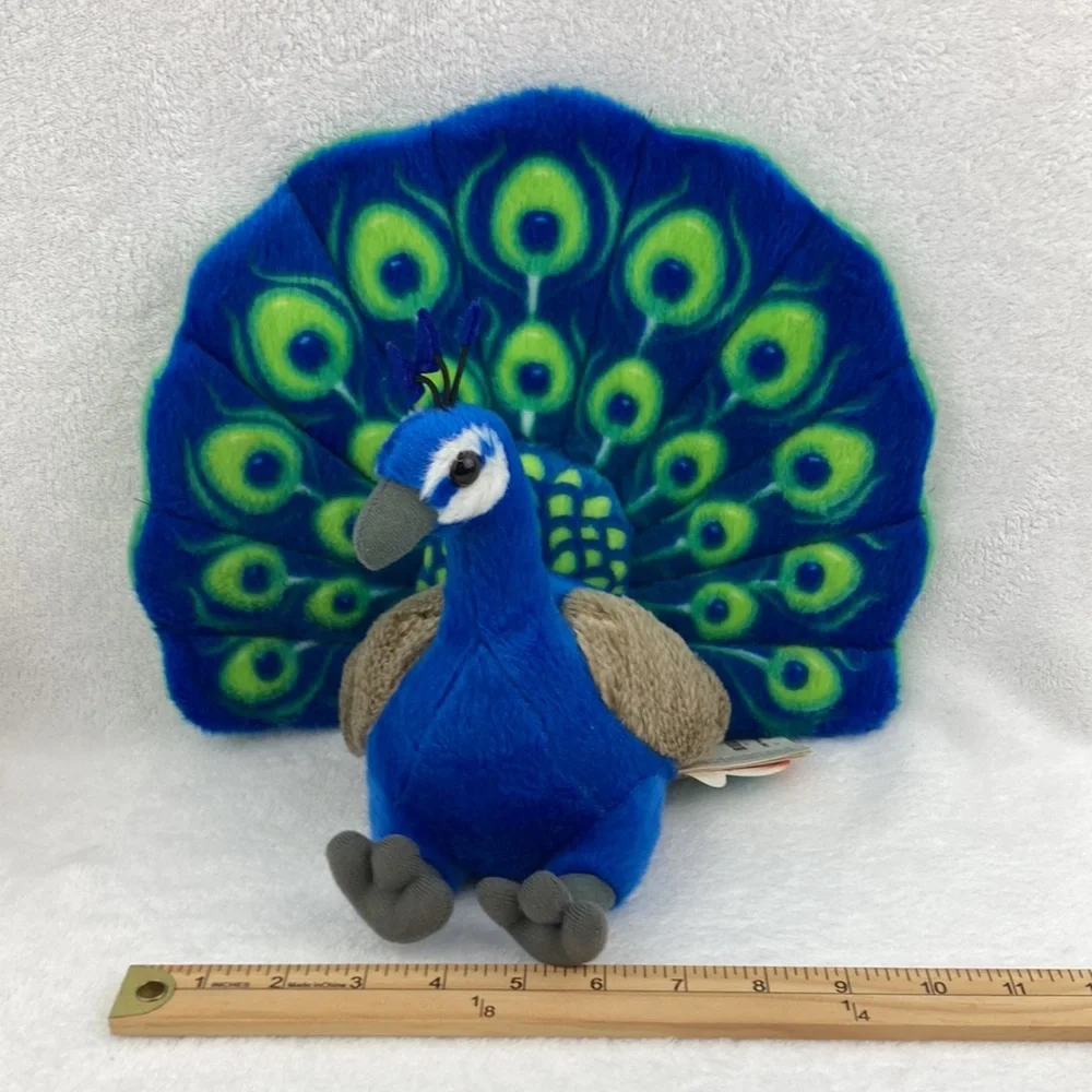 Wild Republic Core Peacock Plush Stuffed Animal Toy Realistic 12” NWT